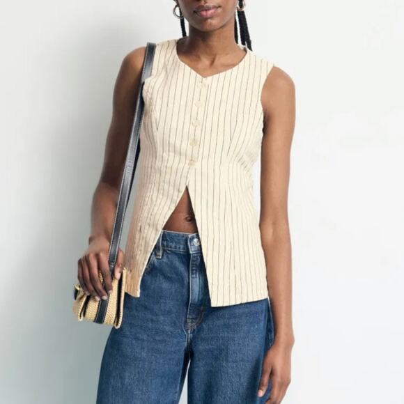 Hudson Jeans Tops - Hudson Cutaway Tuxedo Vest striped Large